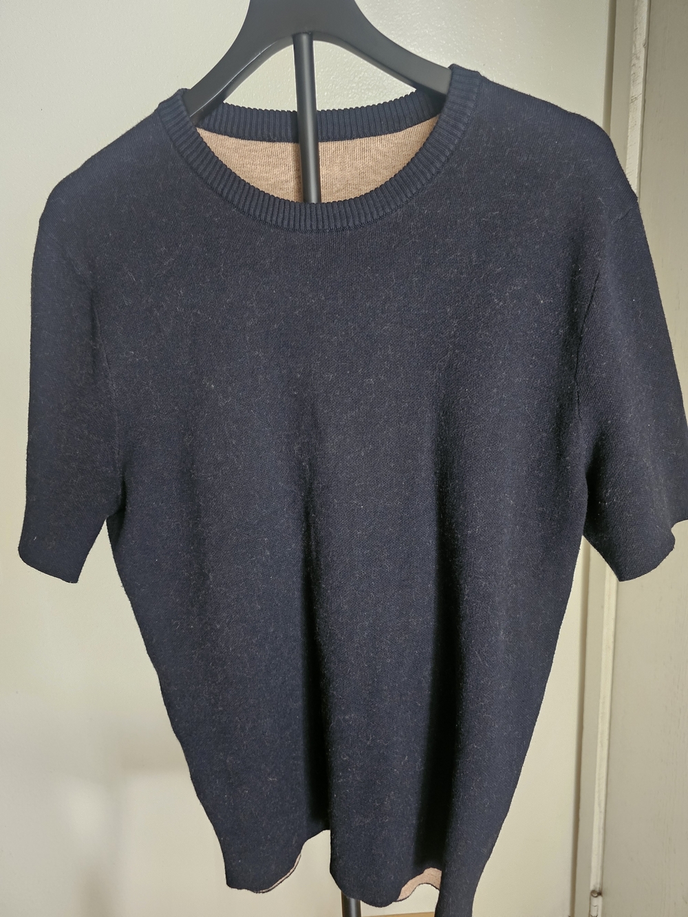 Men's Navy Short-Sleeve Crewneck Sweater